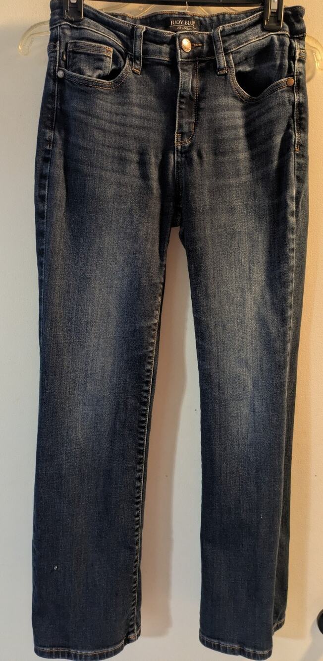 Judy Blue Women's Straight Leg Jeans, Size 7/28, Dark Wash, Stretch, Mid-Rise